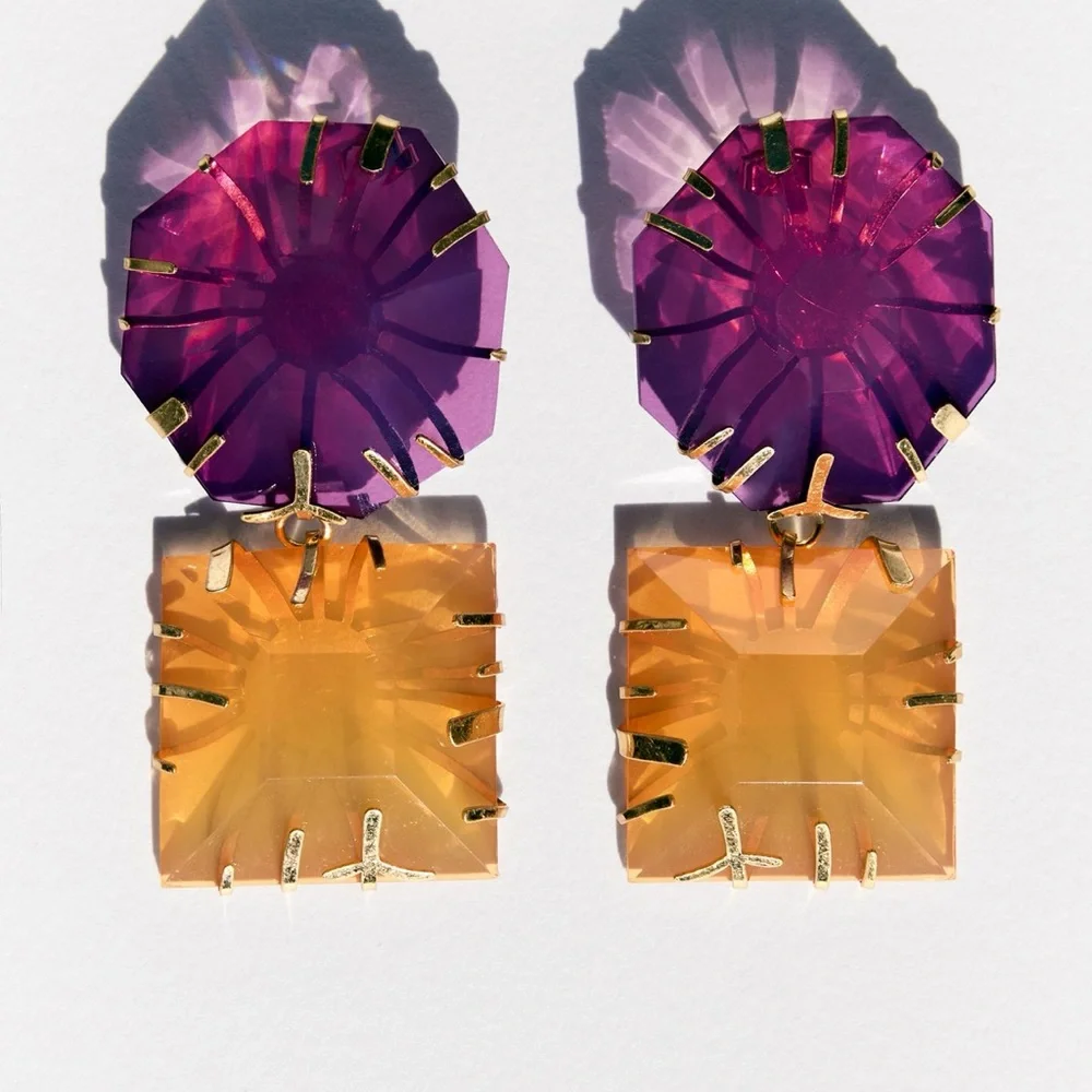 NWT Zara SOLID COLOR RESIN EARRINGS - Picture 2 of 7